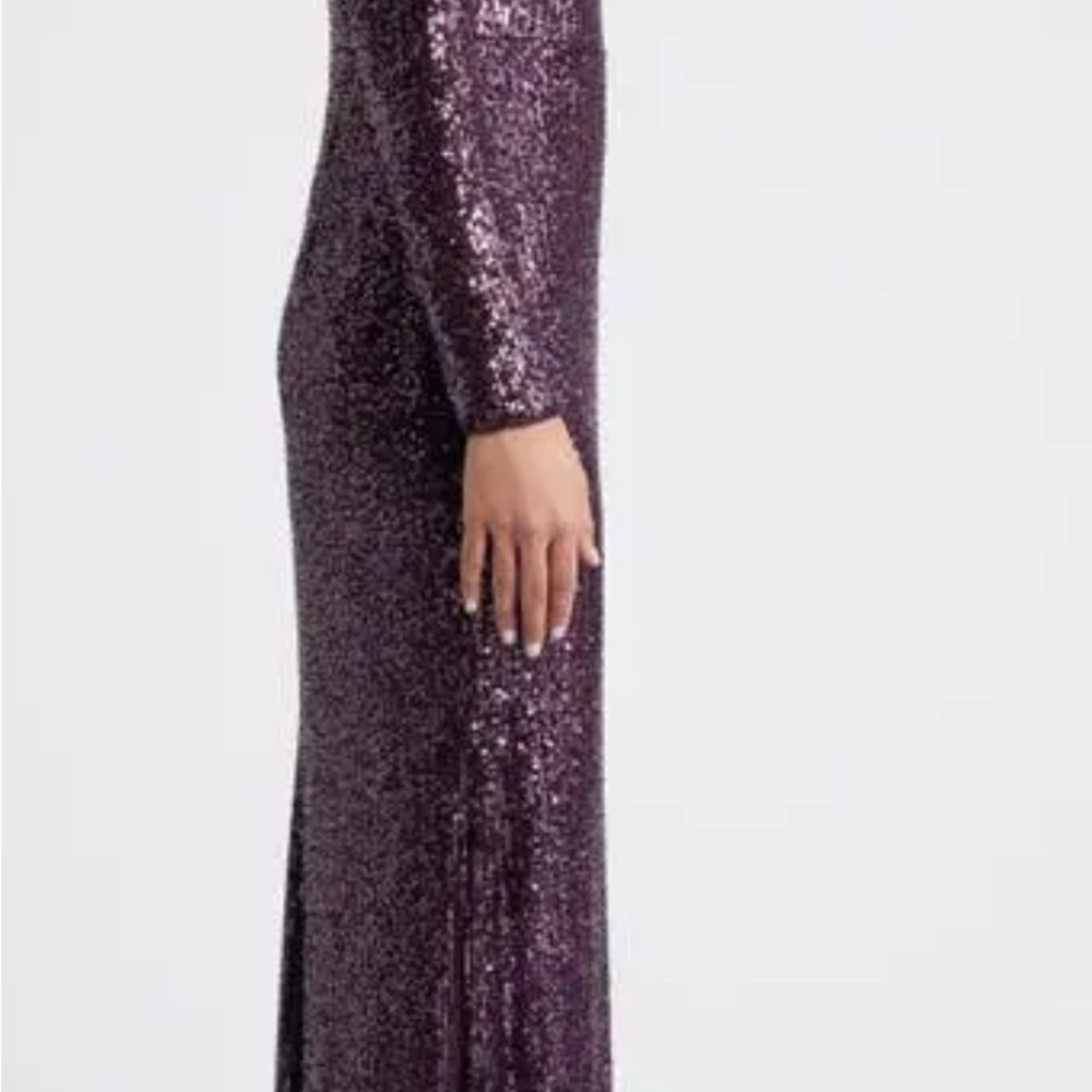 ELIZA J Bateau Neck Long Sleeve Sequin Mermaid Gown - Picture 7 of 8